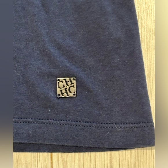 CH CAROLINA HERRERA Navy Blue One Shoulder Sleeveless Ruffle Top Size Medium - Picture 4 of 8